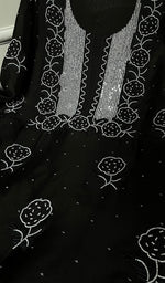 将图像加载到图库查看器中, Rose Women's Lakhnavi Handcrafted Pure Organza Chikankari Unstitched Kurta And Dupatta Set- HONC0272169