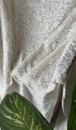 Load image into Gallery viewer, Women's Lakhnavi Handcrafted Pure Silk Georgette Chikankari Saree- HONC0193629