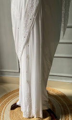 Load image into Gallery viewer, Women's Lakhnavi Handcrafted Viscose Georgette Chikankari Saree - HONC0271070