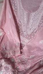 将图像加载到图库查看器中, Women's Lakhnavi Handcrafted Mul Chanderi Semi - Stitched Kurta And Dupatta Set - HONC0277646