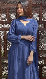 将图像加载到图库查看器中, Women's Lakhnavi Handcrafted Modal Cotton Chikankari Kurta Dupatta And Palazzo Set - HONC0233466