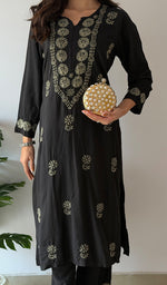 Load image into Gallery viewer, Women's Lakhnavi Handcrafted Modal Cotton Chikankari Kurti And Plazzo Set - HONC0373274