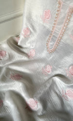 Load image into Gallery viewer, Women's Lakhnavi Handcrafted Chanderi Silk Unstitched Kurta And Dupatta Set - HONC0321968