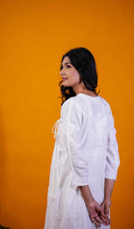 将图像加载到图库查看器中, Women's Lakhnavi Handcrafted Slub Cotton Chikankari Angrakha - HONC0119056