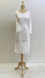 Load image into Gallery viewer, Women's Lakhnavi Handcrafted Mulmul Cotton Chikankari Kurti - HONC096490