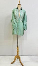 将图像加载到图库查看器中, Fiza Women's Lakhnavi Handcrafted Chanderi Silk Semi- Stiched Chikankari Top - HONC0227630