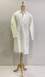 将图像加载到图库查看器中, Men's Lucknowi Handcrafted Cotton Chikankari Kurta - HONC0201099