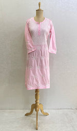 Load image into Gallery viewer, Tayeba Women's Lucknowi Handcrafted Mul Cotton Chikankari Kurti - HONC0133707