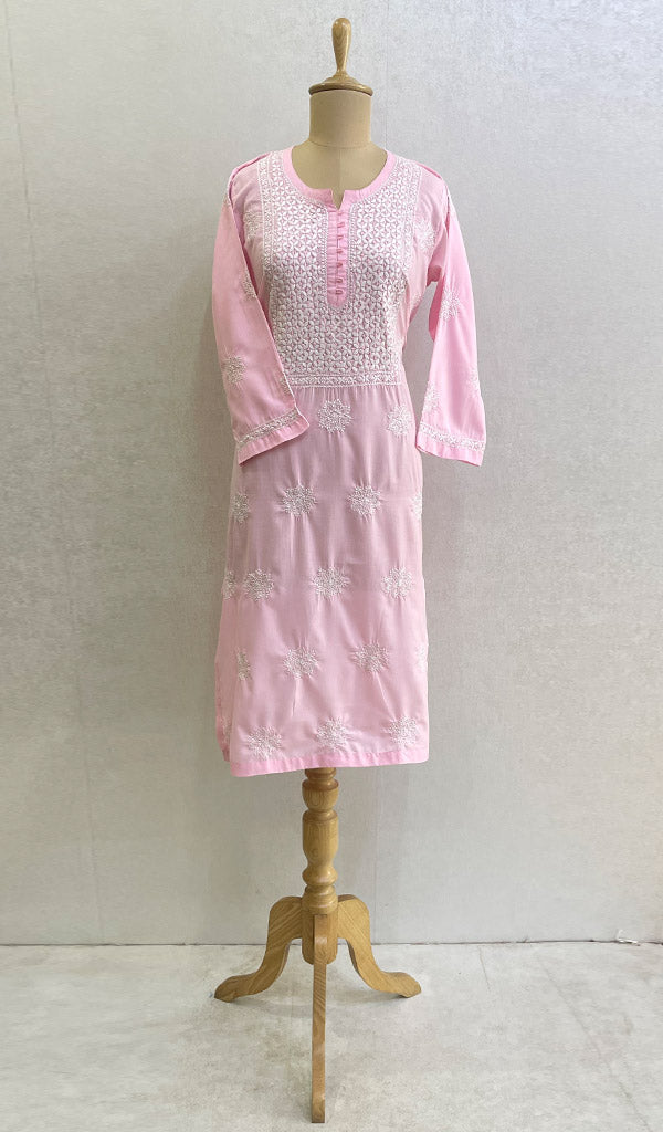 Tayeba Women's Lucknowi Handcrafted Mul Cotton Chikankari Kurti - HONC0133707