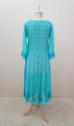 Load image into Gallery viewer, Women's Lakhnavi Handcrafted Faux-Georgette Chikankari  Anarkali Dress - HONC040036