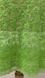 Load image into Gallery viewer, Women's Lucknowi Handcrafted Green Faux-Georgette Chikankari Kurti - NC065828