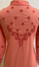 Load image into Gallery viewer, Women's Lakhnavi Handcrafted Pink Cotton Chikankari Kurti - NC068807