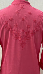 Load image into Gallery viewer, Women's Lakhnavi Handcrafted Coral Pink Cotton Chikankari Kurti - NC068841