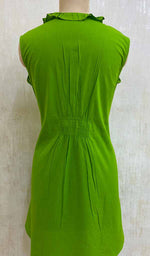 将图像加载到图库查看器中, Women's Lucknowi Handcrafted Green Cotton Chikankari Top - NC075699