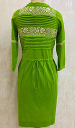 将图像加载到图库查看器中, Women's Lakhnavi Handcrafted Turquoise Cotton Chikankari Top - NC075653