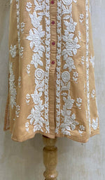 Load image into Gallery viewer, Women's Lakhnavi Handcrafted Beige Linen Cotton Chikankari Kurti - HONC011138