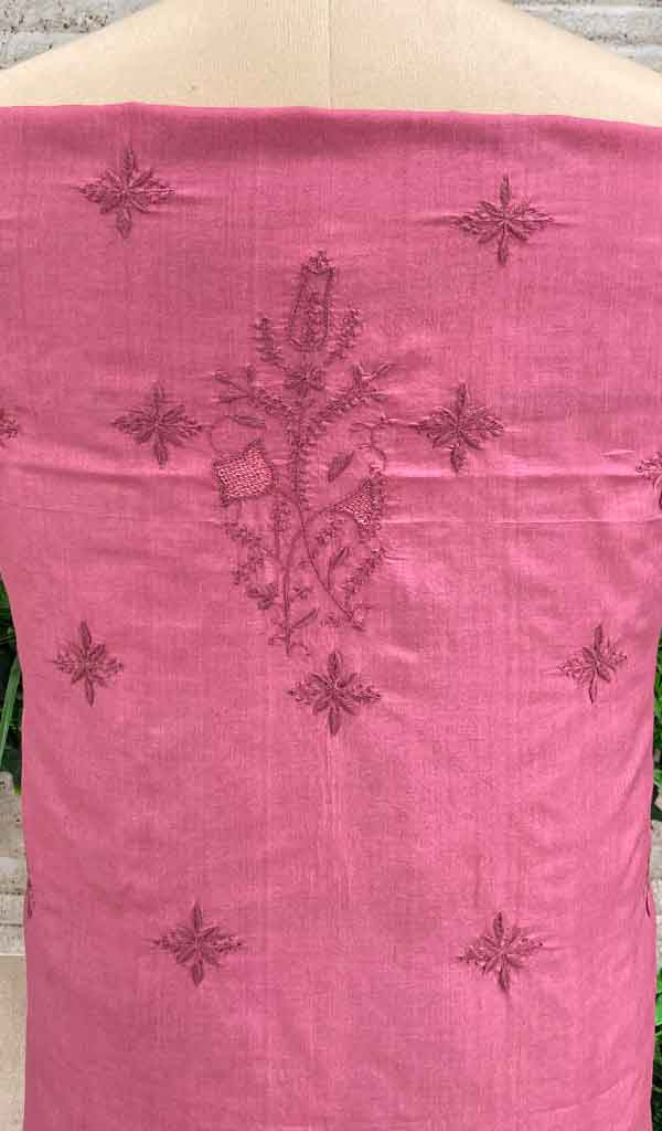 Lucknowi Handcrafted Munga Silk Chikankari Unstitched Men's Kurta Fabric - HONC018442