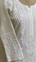将图像加载到图库查看器中, Women's Lucknowi Handcrafted Off White Chanderi Silk Chikankari Kurti - HONC021206