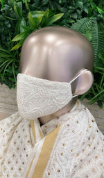 Load image into Gallery viewer, لکھنوی ہاتھ سے تیار شدہ چکنکاری ماسک (5 کا پیک) - NC0M995