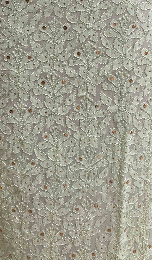 Lakhnavi 手工粘胶乔其纱 Chikankari Kurti - HONC022065