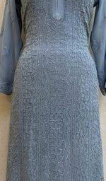 将图像加载到图库查看器中, Women's Lakhnavi Handcrafted Viscose Georgette Chikankari Kurti - HONC026166