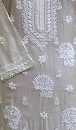 Load image into Gallery viewer, Sufi Women's Lucknowi Handcrafted Chanderi Silk Chikankari Kurti - HONC041949