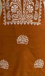 Load image into Gallery viewer, Women&#39;s Lakhnavi Handcrafted Chanderi Silk Chikankari Unstitched Kurti Fabric - Honc054034
