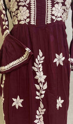 Load image into Gallery viewer, Women's Lucknowi Handcrafted Cotton Chikankari Dress - HONC060141