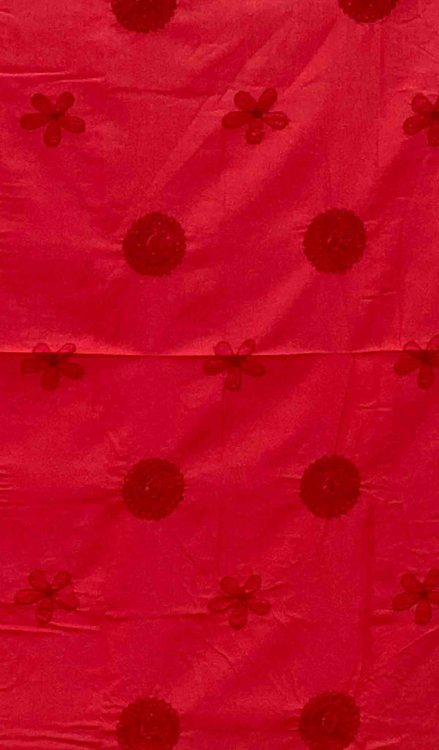 لکھنوی دستکاری کاٹن چکنکاری بیڈ شیٹ سیٹ - HONC043430