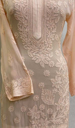 将图像加载到图库查看器中, Women's Lakhnavi Handcrafted Viscose Georgette Chikankari Kurti - HONC038659
