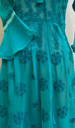 Load image into Gallery viewer, Aidah Women's Lakhnavi Handcrafted Faux-Georgette Chikankari  Anarkali Dress - HONC038898