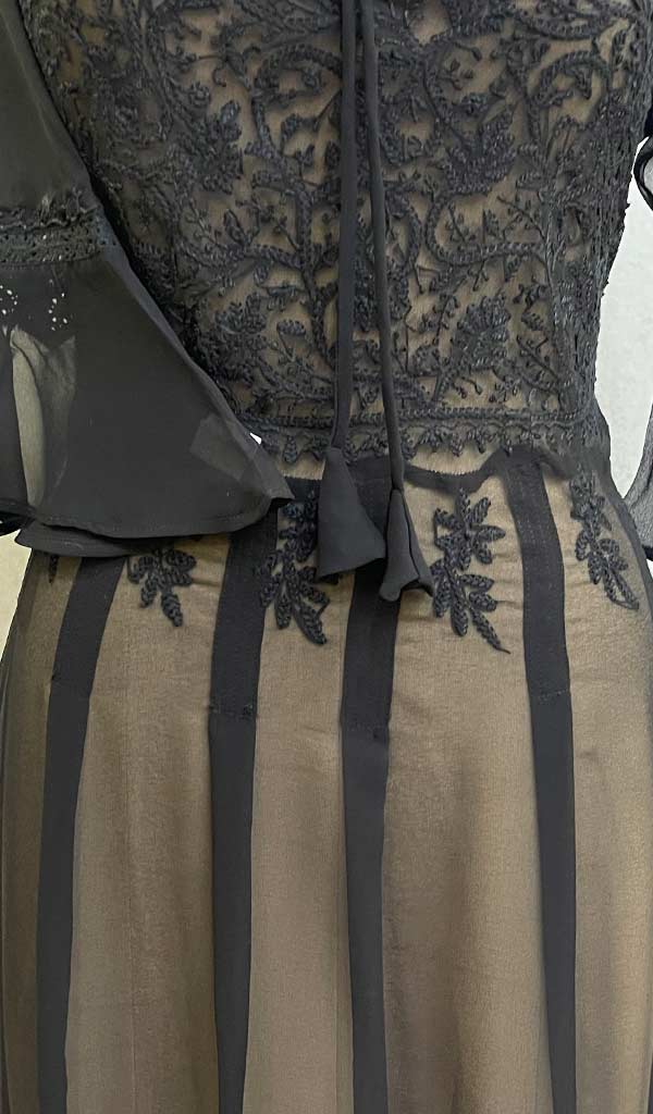 Black Color Georgette Chikankari Anarkali Dress