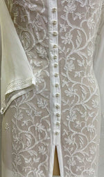将图像加载到图库查看器中, Women's Lakhnavi Handcrafted Viscose Georgette Chikankari Kurti - HONC073231