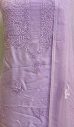 Load image into Gallery viewer, Women's Lakhnavi Handcrafted Raw Silk Chikankari Suit Material - HONC051897