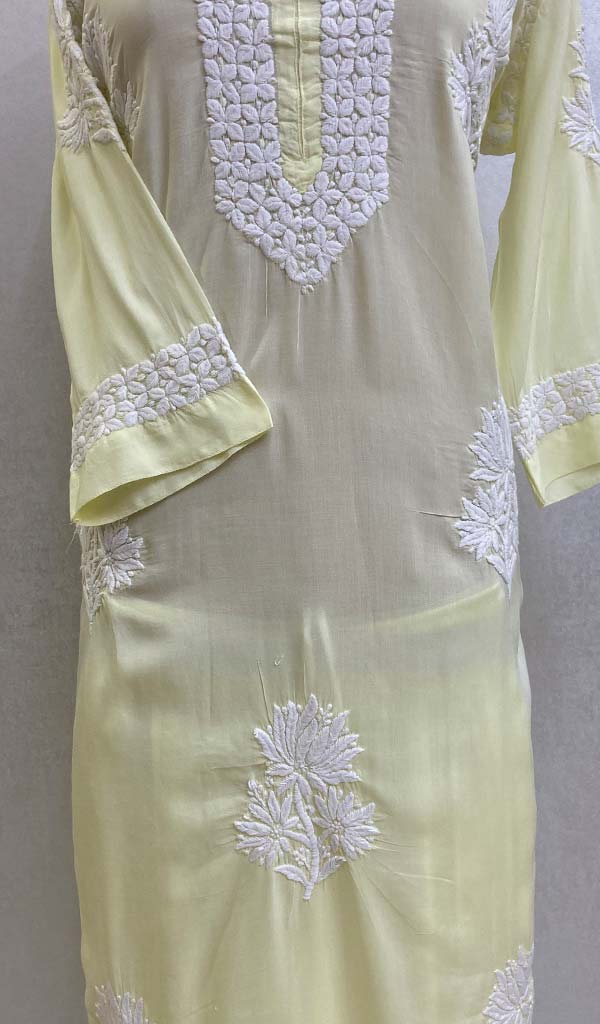 Women's Lakhnavi Handcrafted Modal Cotton Chikankari Kurta And Palazzo Set - HONC056779