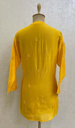 将图像加载到图库查看器中, Lakhnavi 手工制作 Chanderi 丝绸 Chikankari 上衣 - HONC082892
