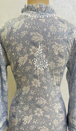 将图像加载到图库查看器中, Lakhnavi 手工印花 Mulmul 棉质 Chikankari 上衣 - HONC079892