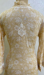 将图像加载到图库查看器中, Lakhnavi 手工制作 Mulmul 棉 Chikankari 上衣 - HONC079839