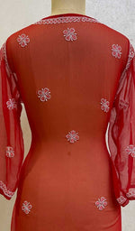 Load image into Gallery viewer, Women's Lakhnavi Handcrafted Faux-Georgette Chikankari Top - HONC093092