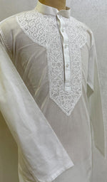 Load image into Gallery viewer, Men's Lucknowi Handcrafted Cotton Chikankari Kurta - HONC078945