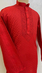 Load image into Gallery viewer, Men's Lucknowi Handcrafted Cotton Chikankari Kurta - HONC084821