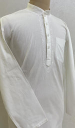 Load image into Gallery viewer, Men's Lucknowi Handcrafted Cotton Chikankari Kurta - HONC078934