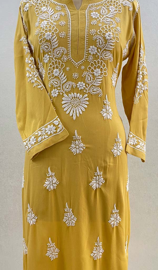 Haniya Women's Lucknowi Handcrafted Modal Cotton Chikankari Kurti - HONC0101566