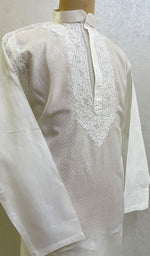 Load image into Gallery viewer, Men's Lucknowi Handcrafted Cotton Chikankari Kurta - HONC021760