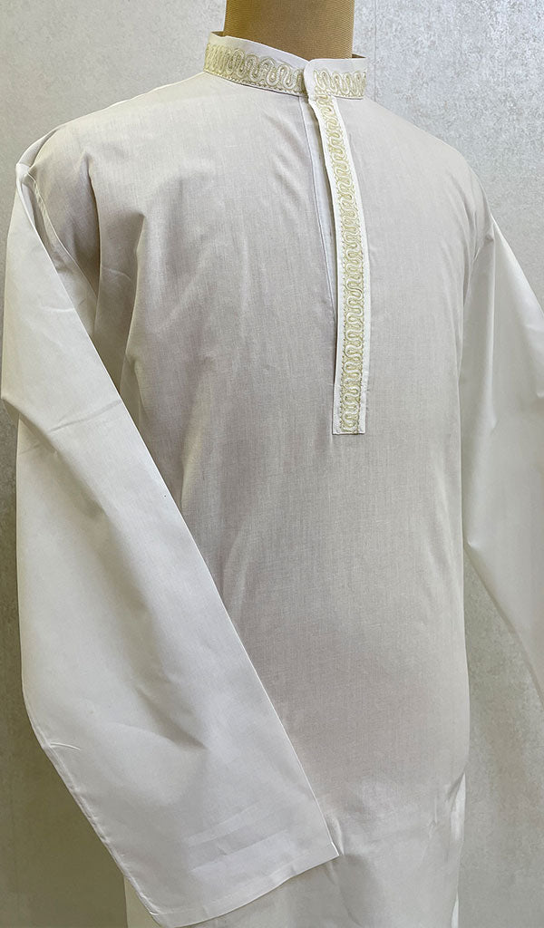Men's Lucknowi Handcrafted Cotton Chikankari Kurta - HONC096279