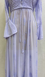 将图像加载到图库查看器中, Women's Lakhnavi Handcrafted Viscose Georgette Chikankari Bajirao Dress - HONC098685