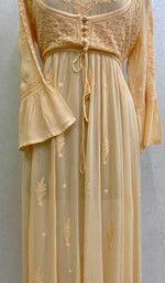 将图像加载到图库查看器中, Women's Lakhnavi Handcrafted Viscose Georgette Chikankari Bajirao Dress - HONC098679