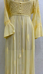 Load image into Gallery viewer, Women's Lakhnavi Handcrafted Viscose Georgette Chikankari Bajirao Dress - HONC098675