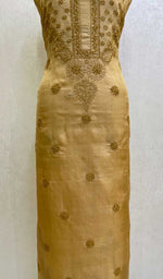 Load image into Gallery viewer, Women's Lakhnavi Handcrafted Tussar Silk Chikankari Unstitched Kurti Fabric - Honc0109223