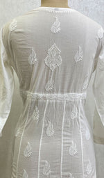 将图像加载到图库查看器中, Lakhnavi 手工制作的 Chikankari 棉质上衣 - HONC0111279